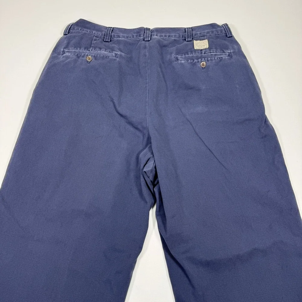 VTG Polo Ralph Lauren Chino Pants Mens 35x32 Navy Blue Faded Relaxed 90s USA